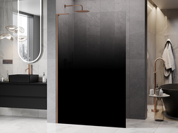 Mexen Kioto L sprchová stěna Walk-in 90 x 200 cm, černá ombré 8 mm, kartáčovaná měď - 800-090-103-65-76