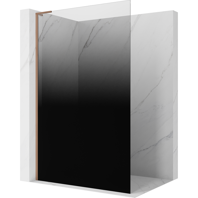 Mexen Kioto L sprchová stěna Walk-in 90 x 200 cm, černá ombré 8 mm, kartáčovaná měď - 800-090-103-65-76