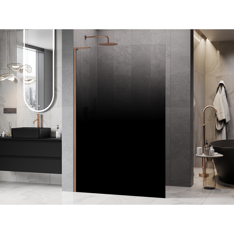 Mexen Kioto L sprchová stěna Walk-in 120 x 200 cm, ombre černá 8 mm, kartáčovaná měď - 800-120-103-65-76