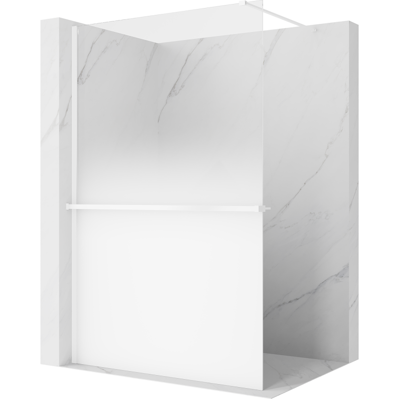 Mexen Kioto+ sprchová stěna s poličkou Walk-in 100 x 200 cm, ombre bílá 8 mm, bílá - 800-100-121-20-86