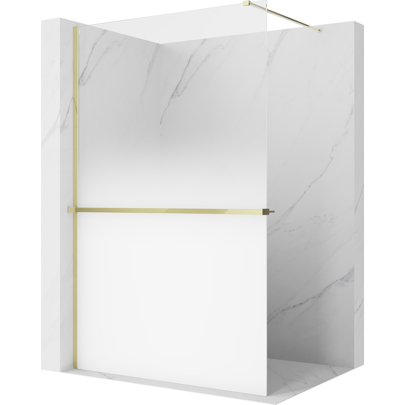Mexen Kioto+ sprchová stěna s poličkou Walk-in 90 x 200 cm, bílý ombre 8 mm, zlatá - 800-090-121-50-86