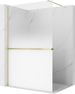 Mexen Kioto+ sprchová stěna s poličkou Walk-in 120 x 200 cm, ombre bílá 8 mm, zlatá - 800-120-121-50-86