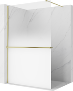 Mexen Kioto+ sprchová stěna s policí Walk-in 70 x 200 cm, ombre bílá 8 mm, zlatá kartáčovaná - 800-070-121-55-86