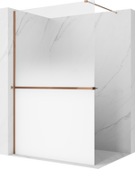 Mexen Kioto+ sprchová stěna s poličkou Walk-in 140 x 200 cm, ombre bílá 8 mm, růžové zlato - 800-140-121-60-86