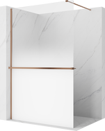 Mexen Kioto+ sprchová stěna s policí Walk-in 70 x 200 cm, bílý ombre 8 mm, kartáčovaná měď - 800-070-121-65-86