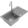 Mexen Pablo 1-komorový žulový dřez s odkapávačem a kuchyňskou baterií Telma, šedý - 6510-71-670200-00