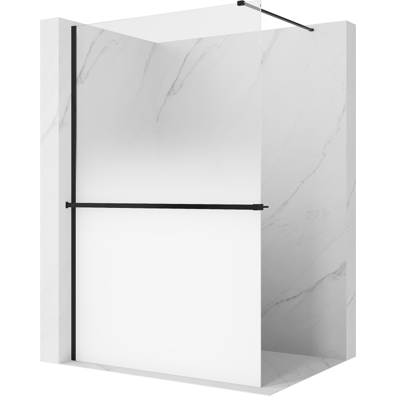 Mexen Kioto+ sprchová stěna s policí Walk-in 90 x 200 cm, ombre bílá 8 mm, černá - 800-090-121-70-86