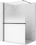 Mexen Kioto+ sprchová stěna s policí Walk-in 120 x 200 cm, ombre bílá 8 mm, černá - 800-120-121-70-86