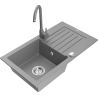 Mexen Pablo granitový dřez 1-komorový s odkapávačem a kuchyňskou baterií Telma, šedý - 6510-71-670200-71