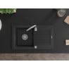 Mexen Pablo granitový dřez 1-komorový s odkapávačem a kuchyňskou baterií Telma, černý/stříbrný - 6510-73-670200-00