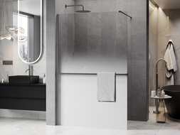 Mexen Kioto+ sprchová stěna s policí Walk-in 80 x 200 cm, bílá ombre 8 mm, gun metal - 800-080-121-95-86