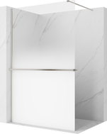 Mexen Kioto+ sprchová stěna s poličkou Walk-in 70 x 200 cm, ombre bílá 8 mm, kartáčovaný nikl - 800-070-121-97-86