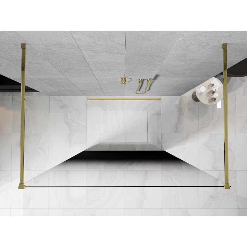 Mexen Kioto volně stojící sprchová zástěna 150 x 200 cm, černé ombre 8 mm, zlatá - 800-150-002-50-76