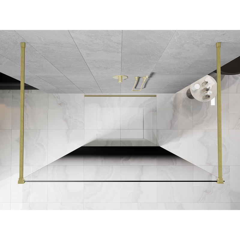 Mexen Kioto volně stojící sprchová stěna 100 x 200 cm, černá ombre 8 mm, zlatá kartáčovaná - 800-100-002-55-76