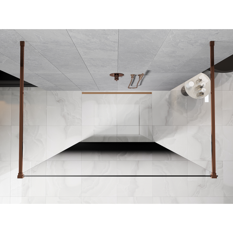 Mexen Kioto volně stojící sprchová stěna 110 x 200 cm, černé ombre 8 mm, růžové zlato - 800-110-002-60-76