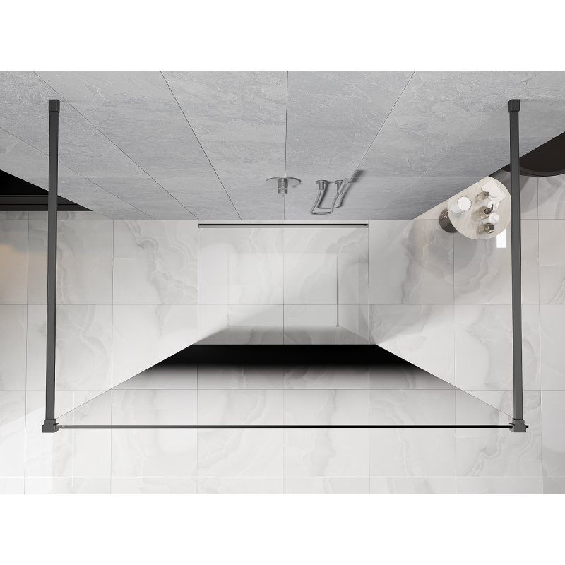 Mexen Kioto volně stojící sprchová zástěna 150 x 200 cm, černé ombre 8 mm, gun metal - 800-150-002-95-76