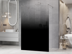 Mexen Kioto samostatně stojící sprchová stěna 130 x 200 cm, černý ombre 8 mm, kartáčovaný nikl - 800-130-002-97-76