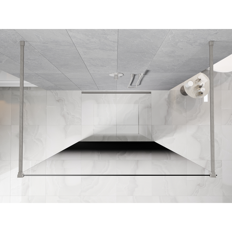 Mexen Kioto volně stojící sprchová stěna 100 x 200 cm, černá ombre 8 mm, kartáčovaný nikl - 800-100-002-97-76
