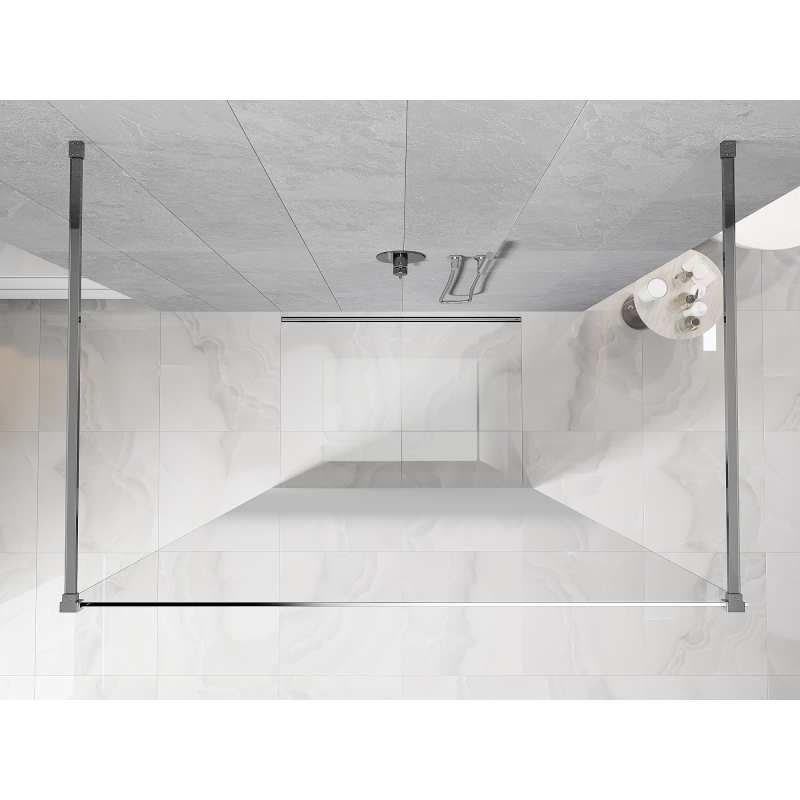 Mexen Kioto volně stojící sprchová stěna 100 x 200 cm, ombre bílá 8 mm, chrom - 800-100-002-01-86