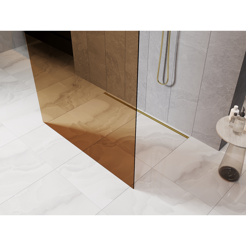 Mexen Kioto volně stojící sprchová stěna 130 x 200 cm, bronz 8 mm, zlatá - 800-130-002-50-32
