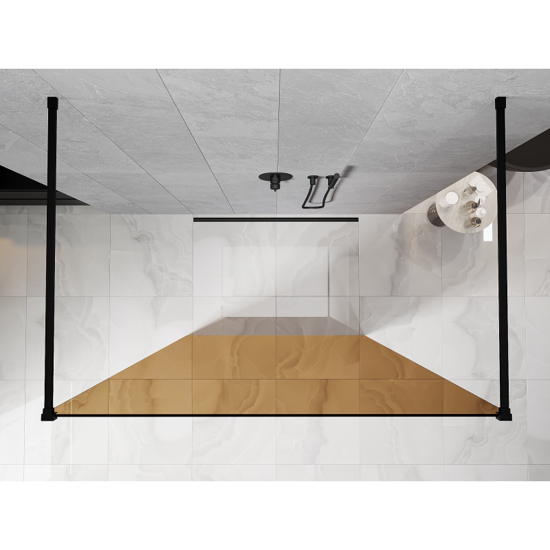 Mexen Kioto volně stojící sprchová stěna 110 x 200 cm, bronz 8 mm, černá - 800-110-002-70-32
