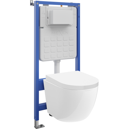 Mexen Lena podomítková sada WC pneumatický rám Tex Air Slim s WC mísou Tornado a pomalu zavírajícím se sedátkem, bílá