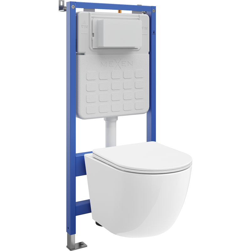 Mexen Lena podomítková WC sada pneumatický rám Tex Air Slim s WC mísou Tornado a pomalu-uzavíracím sedátkem, bílá