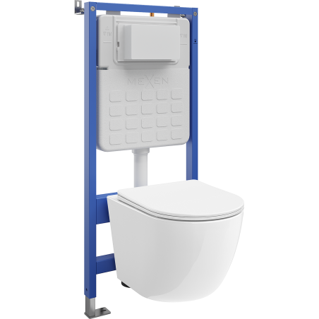 Mexen Lena zapuštěná WC sada pneumatický rám Tex Air Slim s WC mísou a pomalu padajícím sedátkem, bílá