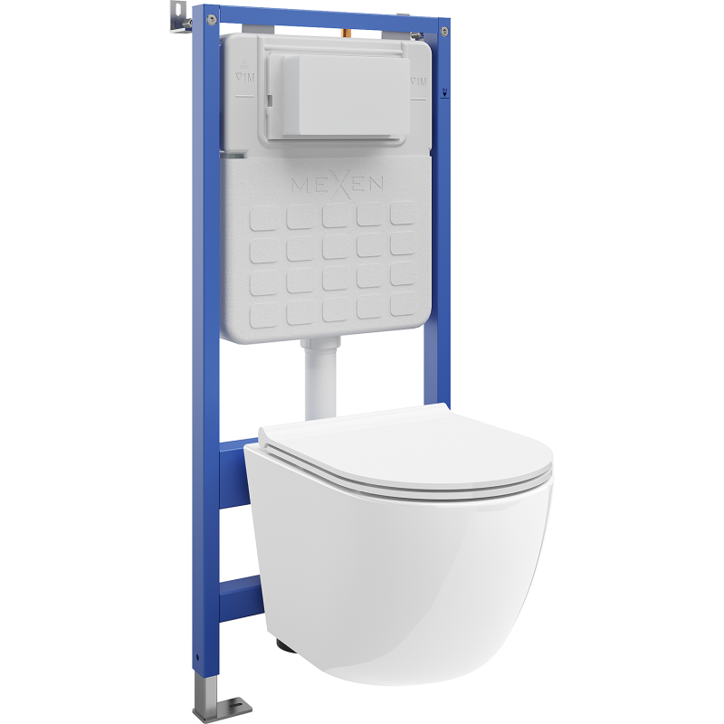 Mexen Lena podomítková sada WC rám Tex Slim s WC mísou Tornado a pomalu klesajícím sedátkem, bílá - 610030220500T