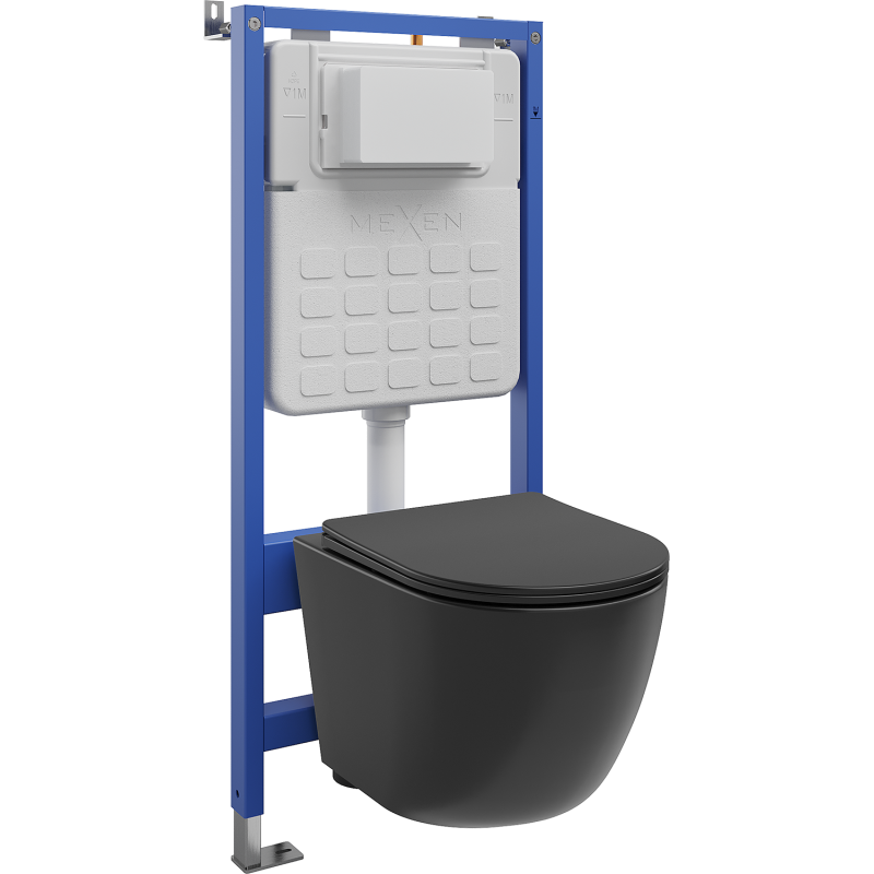 Mexen Lena podomítkový WC set Tex Slim s WC mísou a pomalu klesající deskou, černý mat - 610030221085