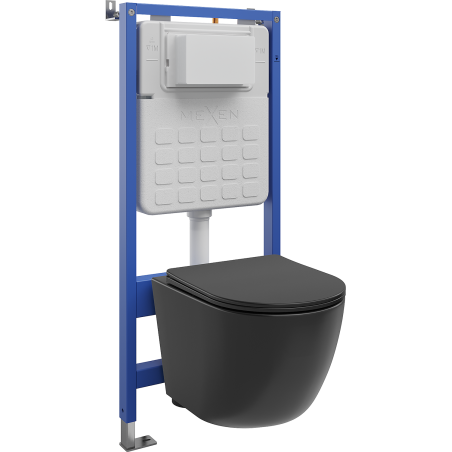 Mexen Lena podomítkový WC set Tex Slim s WC mísou a pomalu klesající deskou, černý mat - 610030221085