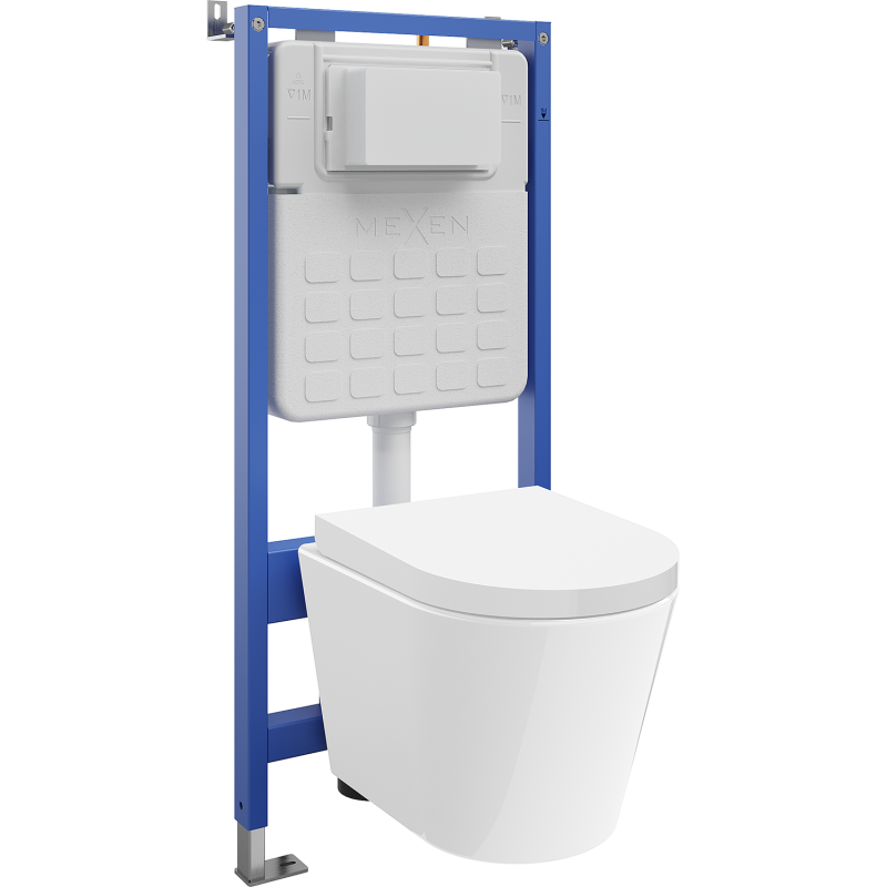 Mexen Rico podomítkový WC set Tex Slim s WC mísou Tornado a pomalu padajícím prkénkem, bílý - 610030720200T