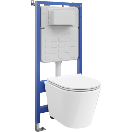 Mexen Rico podomítková WC sada pneumatický rám Tex Air Slim s WC mísou Tornado a pomalu klesající deskou, bílá