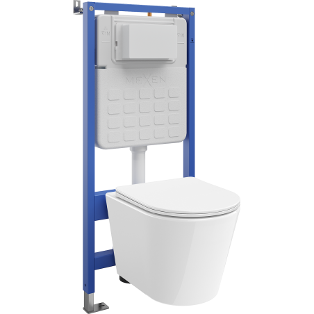 Mexen Rico sada WC pod omítku, pneumatický rám Tex Air Slim s toaletní mísou a pomalu se zavírajícím prkénkem, bílá