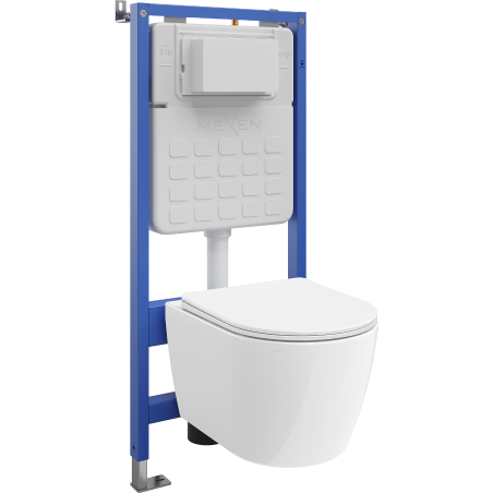 Mexen Carmen sada podomítkového WC rám Tex Slim s miskou WC Tornado a pomalu klesající deskou, bílá - 610030880300T