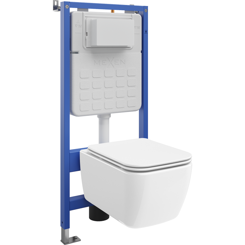 Mexen Stella podomítkový set WC s pneumatickým rámem Tex Air Slim s WC mísou a pomalu spouštěným sedátkem, bílý