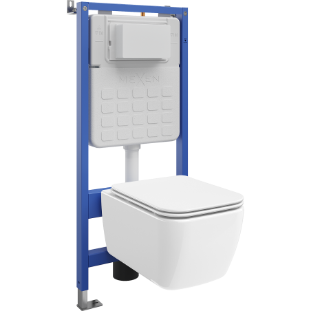 Mexen Stella podomítkový set WC s pneumatickým rámem Tex Air Slim s WC mísou a pomalu spouštěným sedátkem, bílý