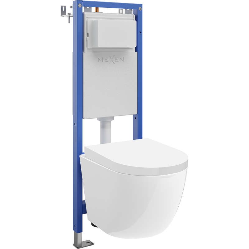 Mexen Lena sada WC pod omítku úzký rám, rohový Tex W s WC mísou a pomalu padajícím sedátkem, bílý - 610530220200