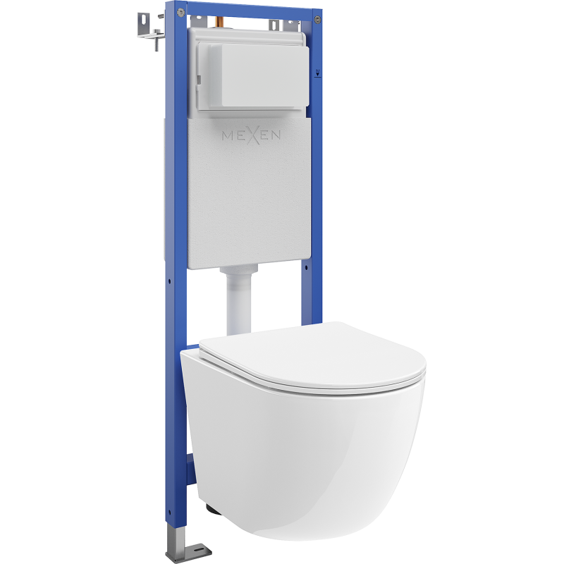 Mexen Lena vestavěný WC set úzký tex W s WC mísou a pomalým poklopem, bílý - 610530220300