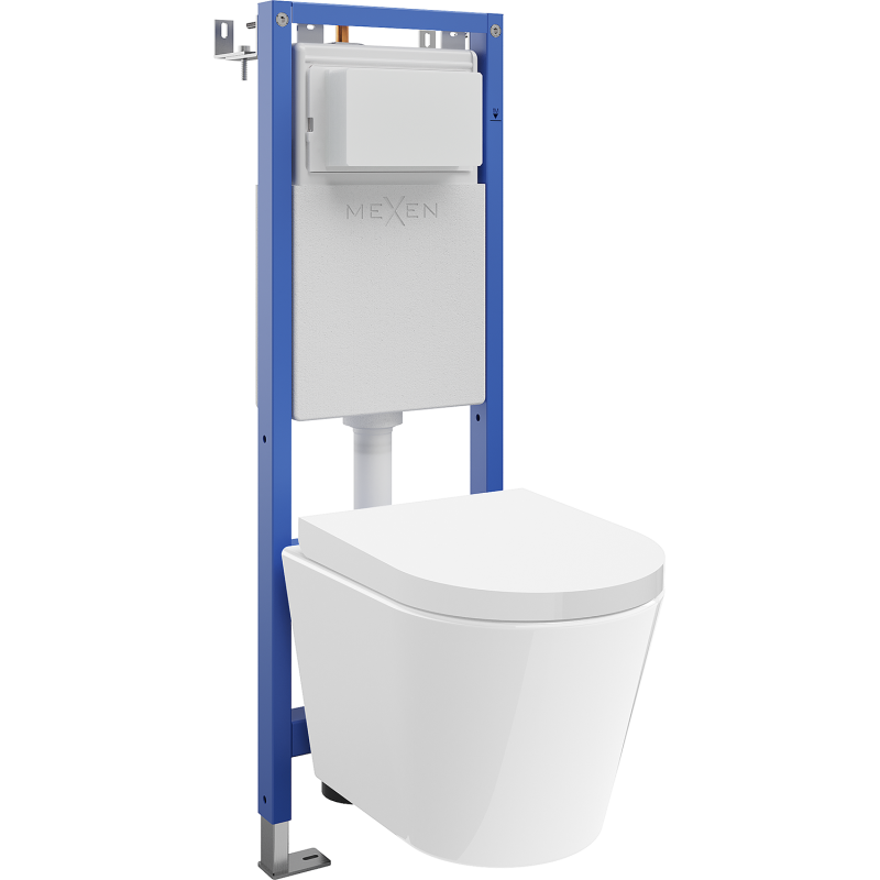 Mexen Rico podomítkový WC set Tex W s úzkým rohem, s WC mísou Tornado a pomalu padajícím sedátkem, bílý