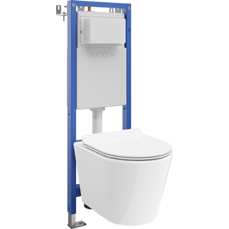 Mexen Rico zápustná WC sada úzký, rohový Tex W s WC mísou Tornado a pomalu klesající deskou, bílá - 610530724000T