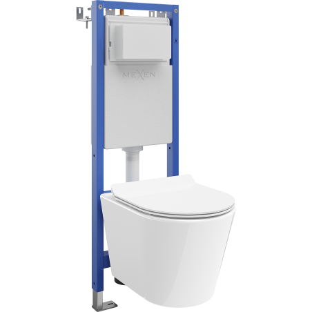 Mexen Rico zápustná WC sada úzký, rohový Tex W s WC mísou Tornado a pomalu klesající deskou, bílá - 610530724000T