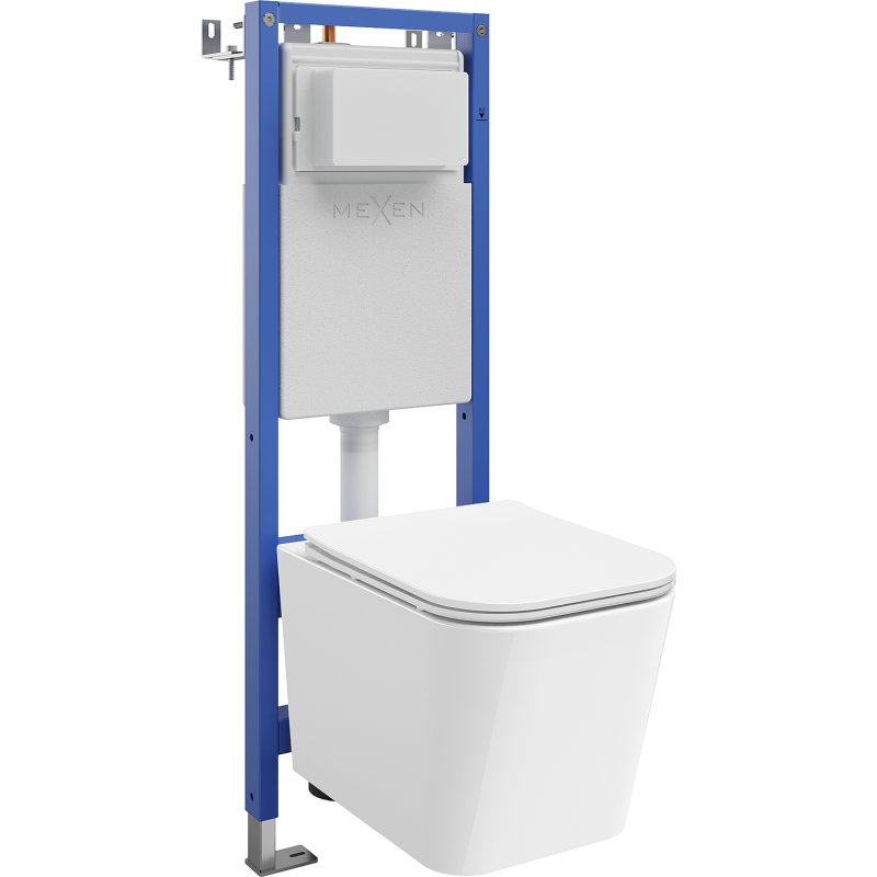 Mexen Teo vestavný WC set úzký rám, rohový Tex W s WC mísou Tornado a pomalu klesající deskou, bílý - 610530850600T