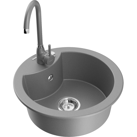 Mexen Diego granitový dřez s baterií Telma, šedý - 6512-71-670200-71