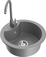 Mexen Diego granitový dřez s baterií Telma, šedý - 6512-71-670200-71