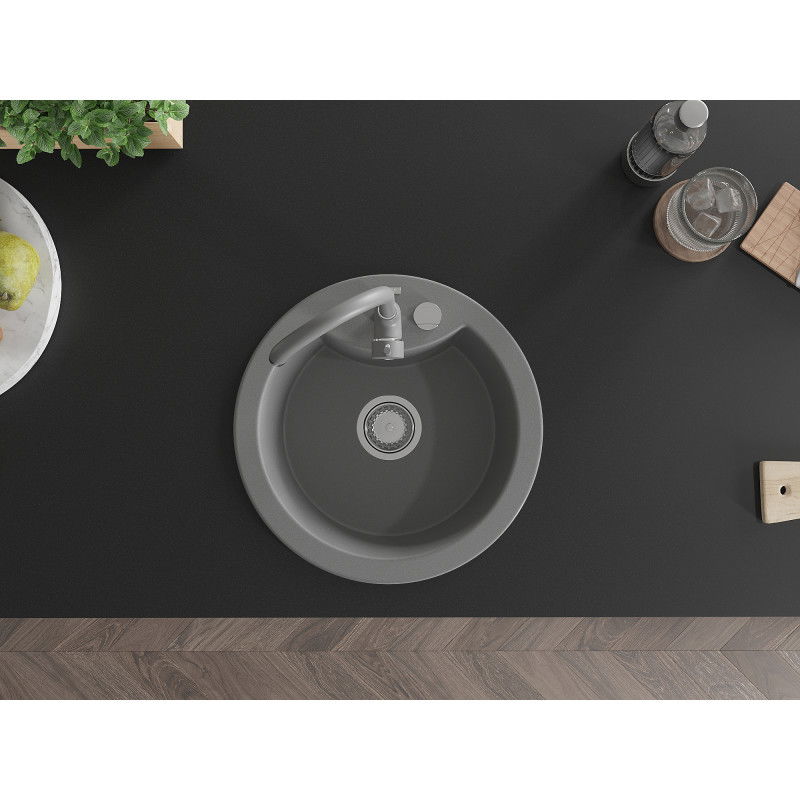Mexen Diego granitový dřez s baterií Telma, šedý - 6512-71-670200-71