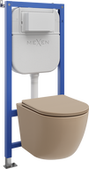 Mexen Lena podomítkový WC set Tex Air E s pneum. rámem s mísou a pomalu sklopnou deskou, cappuccino mat - 610930224064A