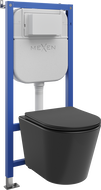 Mexen Rico podomítková WC sada rám Tex E s WC mísou Tornado a pomalu klesajícím prkénkem, černý mat - 610930721085T