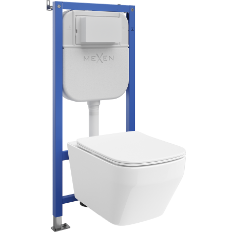 Mexen Riva sada podomítkového WC rámu Tex E s WC mísou Tornado a pomalu klesající deskou, bílá - 610930630200T