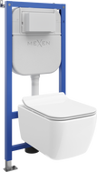 Mexen Stella podomítková WC sada pneumatický rám Tex Air E s WC mísou a pomalu zavírajícím se sedátkem, bílá